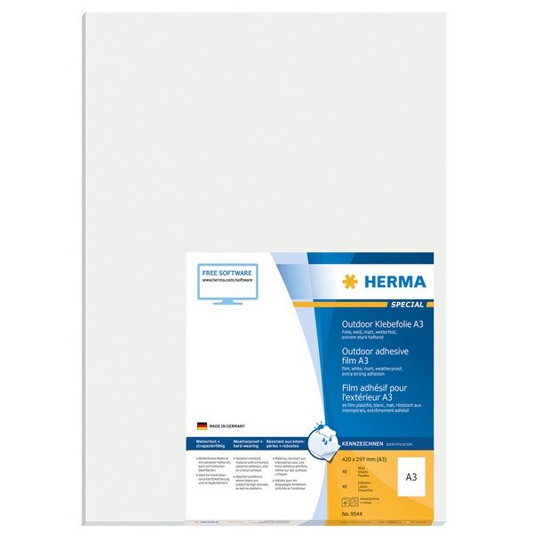 P-9544 | HERMA 9544 - Weiß - Rechteck - A3 - Universal - Polyethylen - Matte | 9544 | Verbrauchsmaterial
