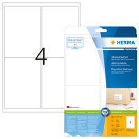 P-4503 | HERMA Adressetiketten Premium A4 99.1x139 mm weiß Papier matt 100 St. - Weiß - Papier - Laser/Inkjet - Matte - Dauerhaft - Abgerundetes Rechteck | 4503 | Verbrauchsmaterial
