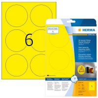 P-8035 | HERMA Signal-Schilder strapazierfähig A4 Ø 85 mm rund gelb stark haftend Folie matt wetterfest 150 St. - Gelb - Selbstklebendes Druckeretikett - A4 - Laser - Dauerhaft - Matte | 8035 | Papier, Folien, Etiketten |