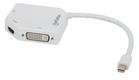 Manhattan 3-in-1 4K Mini-DisplayPort-Adapter - Mini-DisplayPort-Stecker auf HDMI/DVI/VGA-Buchse - passiv/aktiv - weiß - 0,25 m - Mini DisplayPort - DVI-I + VGA (D-Sub) + HDMI - Männlich - Weiblich - Gerade