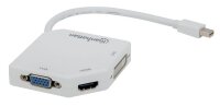 P-207362 | Manhattan 3-in-1 4K Mini-DisplayPort-Adapter - Mini-DisplayPort-Stecker auf HDMI/DVI/VGA-Buchse - passiv/aktiv - weiß - 0,25 m - Mini DisplayPort - DVI-I + VGA (D-Sub) + HDMI - Männlich - Weiblich - Gerade | 207362 | Kabel / Adapter |