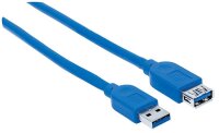 P-325394 | Manhattan SuperSpeed USB-Verlängerungskabel - USB 3.0 - Typ A-Stecker - Typ A-Buchse - 5 Gbit/s - 1 m - blau - 1 m - USB A - USB A - USB 3.2 Gen 1 (3.1 Gen 1) - Männlich/Weiblich - Blau | 325394 | Kabel / Adapter |