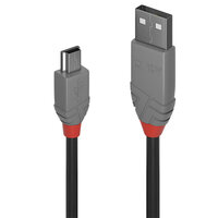 P-36723 | Lindy 36723 USB Kabel 2 m USB A Mini-USB B Männlich Schwarz - Grau | 36723 | Zubehör