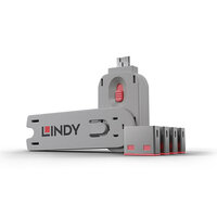 Lindy USB Port Schloss 4 Stueck mit Schlüssel Code ROT - P