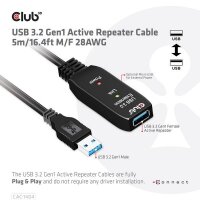 P-CAC-1404 | Club 3D CAC-1404 - 5 m - USB A - USB A - USB 3.2 Gen 1 (3.1 Gen 1) - Schwarz | Herst. Nr. CAC-1404 | Kabel / Adapter | EAN: 8719214471774 |Gratisversand | Versandkostenfrei in Österrreich