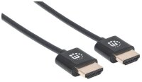 Manhattan Ultradünnes High Speed HDMI-Kabel mit Ethernet-Kanal - HEC - ARC - 3D - 4K@60Hz - HDMI-Stecker auf HDMI-Stecker - geschirmt - schwarz - 3 m - 3 m - HDMI Typ A (Standard) - HDMI Typ A (Standard) - 3D - 18 Gbit/s - Schwarz