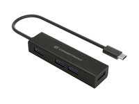 Conceptronic HUBBIES USB-C-zu-4-Port-USB-3.0-Hub - USB 3.2 Gen 1 (3.1 Gen 1) Type-C - USB 3.2 Gen 1 (3.1 Gen 1) Type-A - 5000 Mbit/s - Schwarz - Aluminium - 87,5 mm