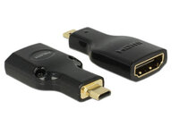 Delock HDMI-Adapter - mikro HDMI (M) bis HDMI (W) - Schwarz