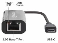 GRATISVERSAND | P-153300 | Manhattan USB-C auf 2.5GBASE-T Ethernet-Netzwerkadapter - USB 3.2 Gen 1; Multi-Gigabit Ethernet mit 10/100/1000 Mbit/s und 2,5 Gbit/s - Verkabelt - USB Typ-C - Ethernet - Schwarz | HAN: 153300 | USB-Hubs | EAN: 766623153300