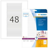 HERMA Etiketten für CD-Box A4 114.3x5.5 mm weiß Papier matt 1200 St. - Weiß - Selbstklebendes Druckeretikett - A4 - Papier - Laser/Inkjet - Dauerhaft