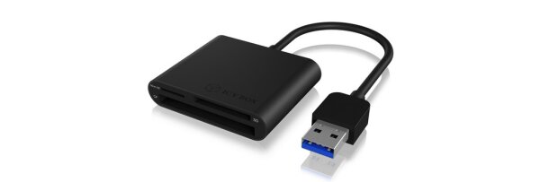 ICY BOX IB-CR301-U3 - CF,MicroSD (TransFlash),SD,SDHC,SDXC - Schwarz - 5000 Mbit/s - Aluminium - USB 3.2 Gen 1 (3.1 Gen 1) - 44 g