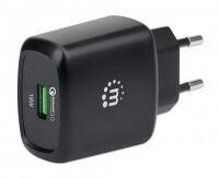 Manhattan QC 3.0 USB-Ladegerät 18 W - USB-Netzteil mit USB-A Qualcomm Quick Charge™ 3.0-Port mit bis zu 18 W - schwarz - Indoor - AC - 12 V - Schwarz
