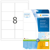 HERMA Adressetiketten Premium A4 99.1x67.7 mm weiß Papier matt 200 St. - Weiß - Papier - Laser/Inkjet - Matte - Dauerhaft - Abgerundetes Rechteck