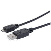 Manhattan Hi-Speed USB Micro-B Anschlusskabel - USB 2.0 - Typ A Stecker - Micro-B Stecker - 480 Mbps - 1,8 m - Schwarz - 1,8 m - USB A - Micro-USB B - USB 2.0 - Männlich/Männlich - Schwarz