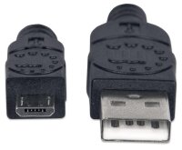 Manhattan Hi-Speed USB Micro-B Anschlusskabel - USB 2.0 - Typ A Stecker - Micro-B Stecker - 480 Mbps - 1,8 m - Schwarz - 1,8 m - USB A - Micro-USB B - USB 2.0 - Männlich/Männlich - Schwarz