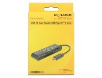 GRATISVERSAND | P-91739 | Delock 91739 - CF - CF Typ II - MMC - MS PRO Duo - Speicherstick (MS) - MicroSD (TransFlash) - MicroSDHC - MicroSDXC,... - Schwarz - 480 Mbit/s - 2048 GB - USB 2.0 - USB | HAN: 91739 | Card-Reader | EAN: 4043619917396