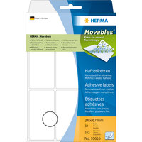 HERMA Vielzwecketiketten 34x67 mm weiß Movables/ablösbar Papier matt 192 St - Weiß - Abgerundetes Rechteck - Papier - Deutschland - 34 mm - 67 mm