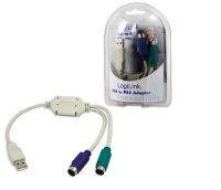 LogiLink Adapter USB - 2x PS/2 - 0,2 m - USB M - 2x Mini DIN 6-pin FM - Männlich - Weiblich - Grau