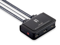 LevelOne 2-Port-Kabel-KVM-Switch - HDMI - USB - 1920 x 1200 Pixel - Schwarz - Grau