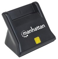 GRATISVERSAND | P-102025 | Manhattan USB 2.0 Smartcard-/SIM-Kartenlesegerät mit Standfuß - USB-A-Stecker - Kontaktlesegerät - Desktop - extern - schwarz - USB 2.0 - 0,86 m - Schwarz - 60 g | HAN: 102025 | Card-Reader | EAN: 766623102025