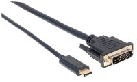 P-152457 | Manhattan USB Typ C auf DVI-Adapterkabel - Konvertiert das DP Alternate-Mode-Signal in ein DVI 1080p-Ausgangssignal - 2 m - schwarz - 2 m - USB Typ-C - DVI - Männlich - Männlich - Gerade | 152457 | Kabel / Adapter |