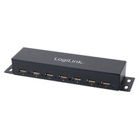 LogiLink UA0148. Hub-Schnittstellen: USB 2.0. Datenübertragungsrate: 480 Mbit/s, Produktfarbe: Grau, Gehäusematerial: Metall
