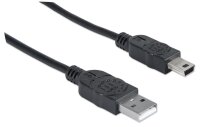 P-333375 | Manhattan Hi-Speed USB Mini-B Anschlusskabel - USB 2.0 - Typ A Stecker - Mini-B Stecker - 480 Mbps - 1,8 m - Schwarz - 1,8 m - USB A - Mini-USB B - USB 2.0 - Männlich/Männlich - Schwarz | 333375 | Zubehör