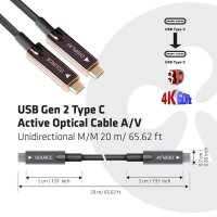 GRATISVERSAND | P-CAC-1589 | Club 3D USB Gen 2 Type C Active Optical Cable A/V Unidirectional M/M 20 m/ 65.62 ft - 20 m - USB C - USB C - USB 3.2 Gen 2 (3.1 Gen 2) - Schwarz | HAN: CAC-1589 | Kabel / Adapter | EAN: 8719214471613