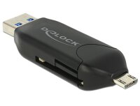 P-91734 | Delock Micro USB OTG Card Reader + USB 3.0 A male - Kartenleser (MS, MMC, SD, microSD, SDHC, SDXC) - USB 2.0/USB 3.0 | Herst. Nr. 91734 | Card-Reader | EAN: 4043619917341 |Gratisversand | Versandkostenfrei in Österrreich