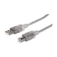 Manhattan Hi-Speed USB B Anschlusskabel - USB 2.0 - Typ A Stecker - Typ B Stecker - 480 Mbps - 5 m - Silber - 5 m - USB A - USB B - USB 2.0 - Männlich/Männlich - Silber