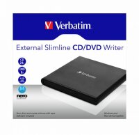 P-53504 | Verbatim External Slimline CD/DVD Writer - Schwarz - Ablage - Horizontal - Notebook - DVD±RW - USB 2.0 | Herst. Nr. 53504 | Laufwerke CD/DVD/BluRay | EAN: 23942535041 |Gratisversand | Versandkostenfrei in Österrreich