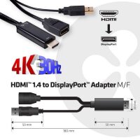 P-CAC-2330 | Club 3D HDMI 1.4 auf DisplayPort 1.1 4K/2K @ 30Hz Aktiver Adapter | Herst. Nr. CAC-2330 | Kabel / Adapter | EAN: 8719214470876 |Gratisversand | Versandkostenfrei in Österrreich
