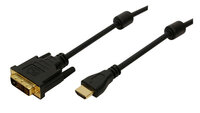 LogiLink 2m HDMI/DVI-D - 2 m - DVI-D - HDMI - Gold - Schwarz - Männlich/Weiblich