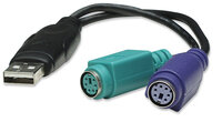 IC Intracom Dual PS/2 auf USB Konverter - Zum Anschluss von zwei PS/2 Geräten an einem USB-Port - USB A - 2x PS/2 - 0,15 m - Schwarz