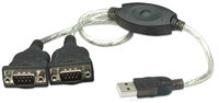Manhattan USB auf Seriell-Konverter - Zum Anschluss von zwei seriellen Geräten an einen USB-Port - Prolific PL-2303RA-Chipsatz - 0,45 m - Schwarz - 0,45 m - USB A - DB9 - Männlich - Männlich