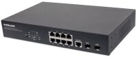 Intellinet 8-Port Gigabit Ethernet PoE+ Web-Managed Switch mit 2 SFP-Ports - 8 x PoE-Ports - IEEE 802.3at/af Power over Ethernet (PoE+/PoE) - 140 W - Endspan - Desktop - PDM-Funktion - 19 Rackmount - Managed - Gigabit Ethernet (10/100/1000) - Power over