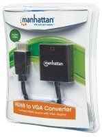 P-151436 | Manhattan HDMI auf VGA Konverter - HDMI-Stecker auf VGA-Buchse - optionaler USB Micro-B-Stromport - schwarz - Blister-Verpackung - 0,3 m - HDMI Typ A (Standard) - VGA (D-Sub) - Männlich - Weiblich - Gerade | 151436 | Kabel / Adapter |