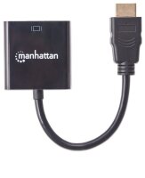 P-151467 | Manhattan HDMI auf VGA-Konverter - HDMI-Stecker auf VGA-Buchse - optionaler USB Micro-B-Stromport - schwarz - Polybag-Verpackung - 0,3 m - HDMI Typ A (Standard) - VGA (D-Sub) - Männlich - Weiblich - Gerade | 151467 | Kabel / Adapter |