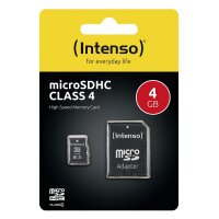 P-3403450 | Intenso microSD Karte Class 4 - 4 GB - MicroSDHC - Klasse 4 - 20 MB/s - 5 MB/s - Schockresistent - Temperaturbeständig - Röntgensicher | Herst. Nr. 3403450 | Flash-Speicher | EAN: 4034303009398 |Gratisversand | Versandkostenfrei in Österrreich