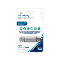 MEDIARANGE MR938 - 128 GB - USB Type-A / USB Type-C - 3.2 Gen 1 (3.1 Gen 1) - 80 MB/s - Kappe - Silber