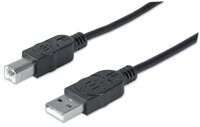 Manhattan Hi-Speed USB B Anschlusskabel - USB 2.0 - Typ A Stecker - Typ B Stecker - 480 Mbps - 3 m - Schwarz - 3 m - USB A - USB B - USB 2.0 - Männlich/Männlich - Schwarz