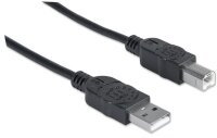 GRATISVERSAND | P-333382 | Manhattan Hi-Speed USB B Anschlusskabel - USB 2.0 - Typ A Stecker - Typ B Stecker - 480 Mbps - 3 m - Schwarz - 3 m - USB A - USB B - USB 2.0 - Männlich/Männlich - Schwarz | HAN: 333382 | Kabel / Adapter | EAN: 766623333382