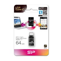 Silicon Power Mobile C31 - 64 GB - USB Type-A / USB Type-C - 3.2 Gen 1 (3.1 Gen 1) - Drehring - 3,3 g - Schwarz - Silber