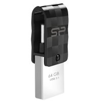 Silicon Power Mobile C31 - 64 GB - USB Type-A / USB Type-C - 3.2 Gen 1 (3.1 Gen 1) - Drehring - 3,3 g - Schwarz - Silber