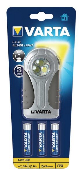 Varta LED Silver Light 3AAA - Hand-Blinklicht - Schwarz - Silber - Transparent - Acrylnitril-Butadien-Styrol (ABS) - LED - 3 Lampen - 0,25 lm