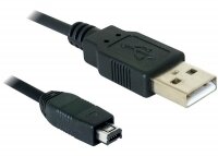 Delock USB cable 2.0 mini 4-Pin Hirose 1,5m - 1,5 m - USB A - USB B - Schwarz