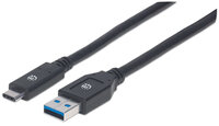 Manhattan USB 3.1 Typ C Gen1-Kabel - Typ C-Stecker auf Typ A-Stecker - 5 Gbit/s - 3 m - schwarz - 3 m - USB C - USB A - USB 3.2 Gen 1 (3.1 Gen 1) - 5000 Mbit/s - Schwarz