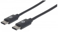 Manhattan USB 2.0 Typ C-Kabel - Typ C-Stecker auf Typ C-Stecker - 480 Mbit/s - 0,5 m - schwarz - 0,5 m - USB C - USB C - USB 2.0 - 480 Mbit/s - Schwarz