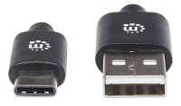 GRATISVERSAND | P-354936 | Manhattan USB 2.0 Typ C-Kabel - Typ A-Stecker auf Typ C-Stecker - 480 Mbit/s - 3 m - schwarz - 3 m - USB C - USB A - USB 2.0 - 480 Mbit/s - Schwarz | HAN: 354936 | Kabel / Adapter | EAN: 766623354936
