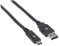 GRATISVERSAND | P-354974 | Manhattan USB 3.1 Typ C Gen1-Kabel - Typ C-Stecker auf Typ A-Stecker - 5 Gbit/s - 2 m - schwarz - 2 m - USB C - USB A - USB 3.2 Gen 1 (3.1 Gen 1) - 5000 Mbit/s - Schwarz | HAN: 354974 | Kabel / Adapter | EAN: 766623354974